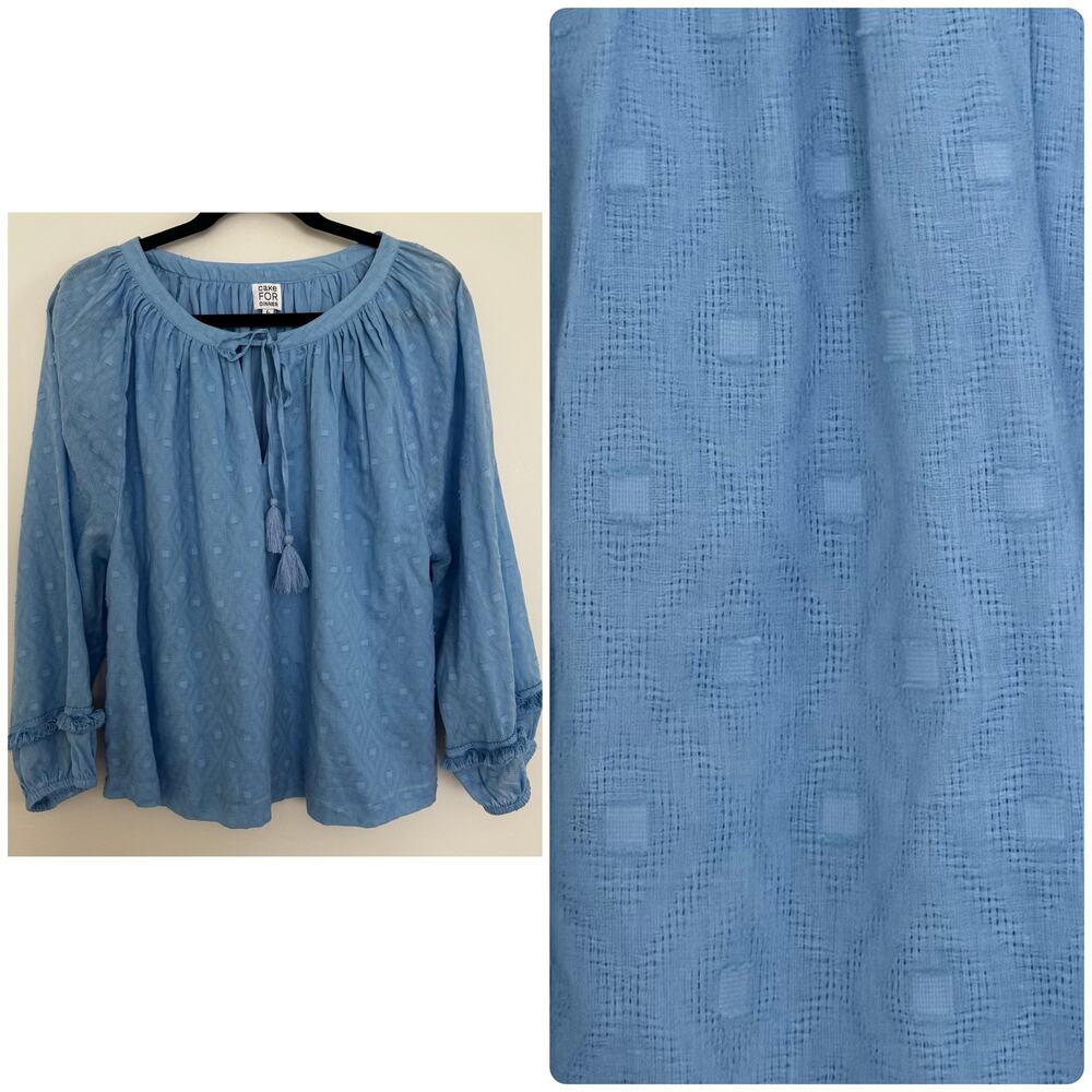 Cake for Dinner Peasant Style Blouse in Blue